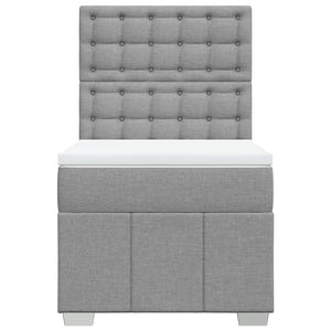 Κρεβάτι Boxspring με Στρώμα Ανοιχτό Γκρι 100x200 εκ. Υφασμάτινο - Pakobazaar