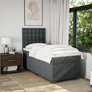 Κρεβάτι Boxspring με Στρώμα Σκούρο Γκρι 100x200 εκ. Υφασμάτινο - Pakobazaar