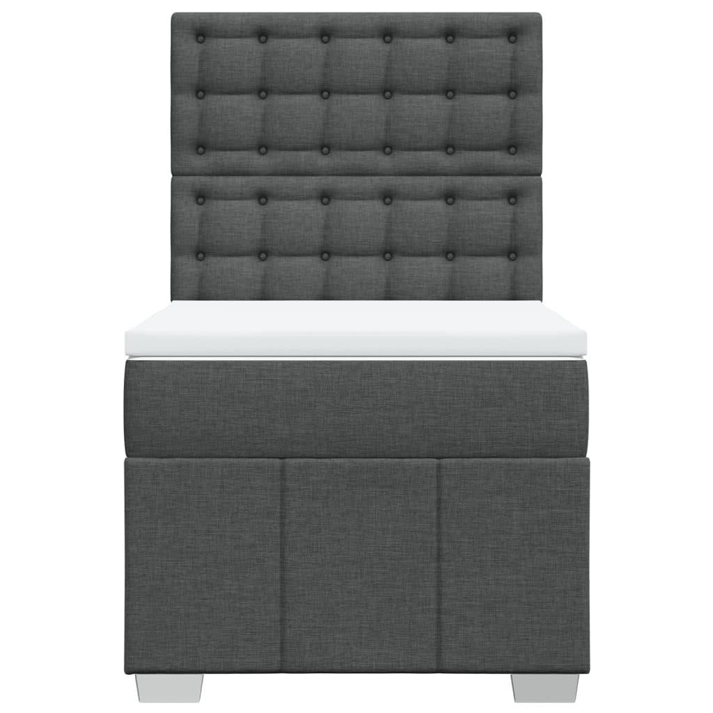 Κρεβάτι Boxspring με Στρώμα Σκούρο Γκρι 100x200 εκ. Υφασμάτινο - Pakobazaar