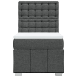 Κρεβάτι Boxspring με Στρώμα Σκούρο Γκρι 100x200 εκ. Υφασμάτινο - Pakobazaar