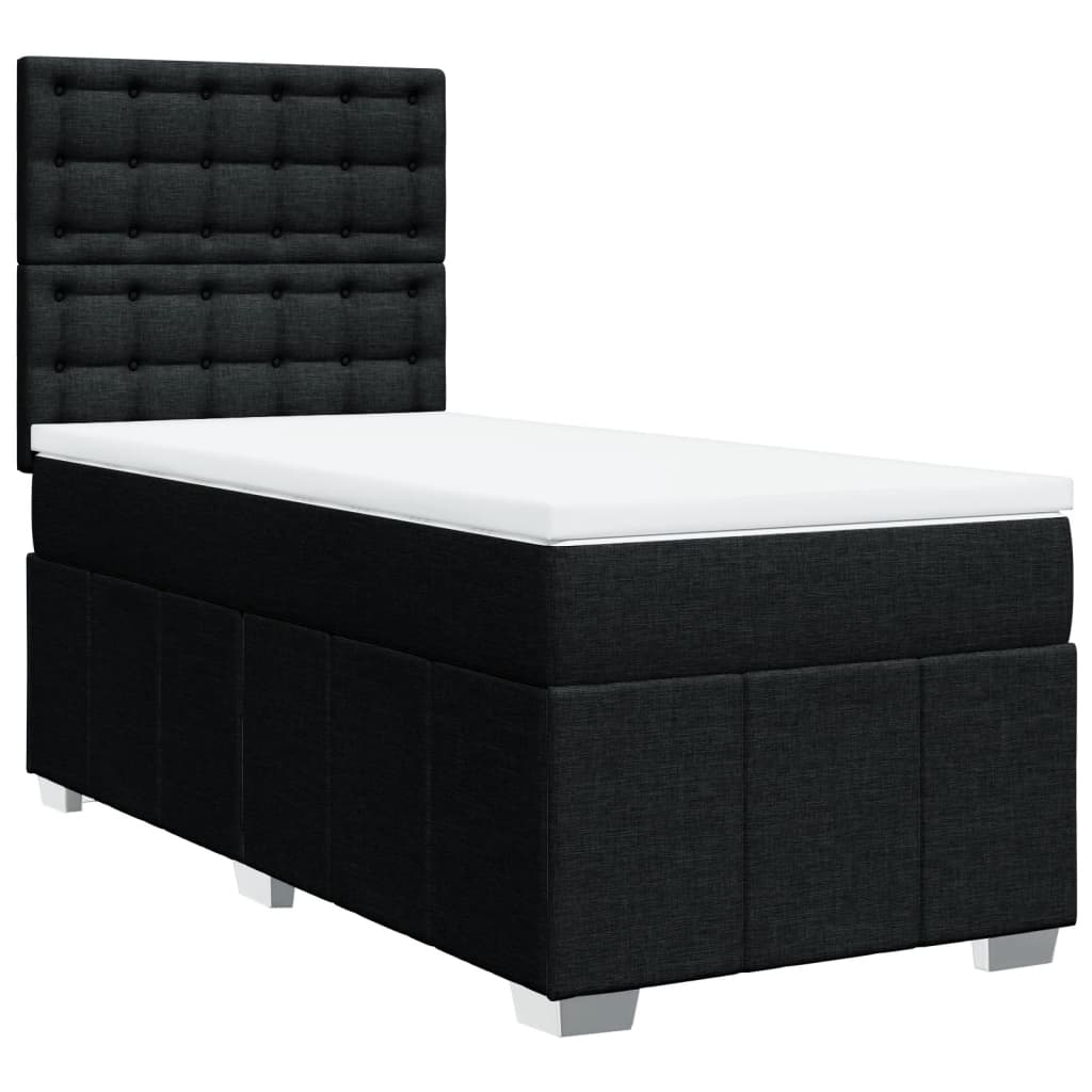 Κρεβάτι Boxspring με Στρώμα Μαύρο 100 x 200 εκ. Υφασμάτινο - Pakobazaar