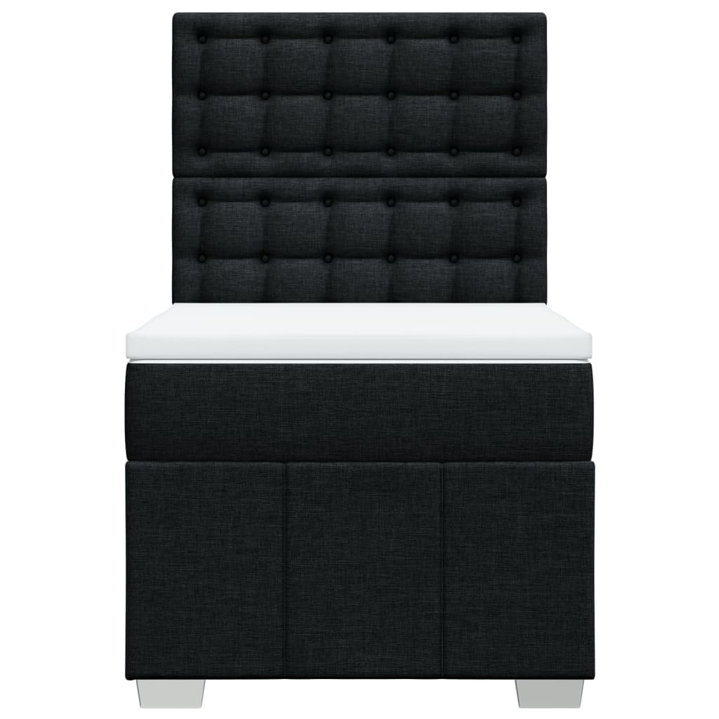 Κρεβάτι Boxspring με Στρώμα Μαύρο 100 x 200 εκ. Υφασμάτινο - Pakobazaar