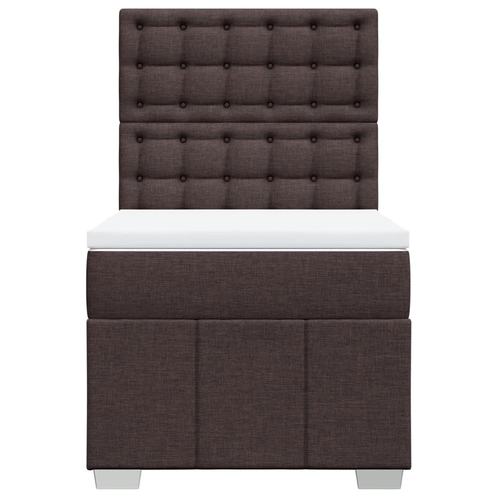 Κρεβάτι Boxspring με Στρώμα Σκούρο Καφέ 100x200 εκ. Υφασμάτινο - Pakobazaar