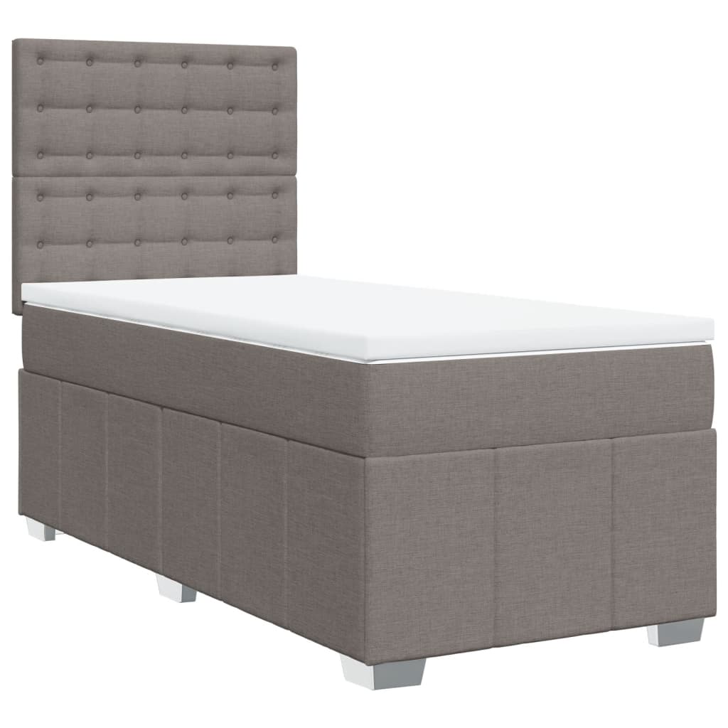 Κρεβάτι Boxspring με Στρώμα Taupe 100 x 200 εκ. Υφασμάτινο - Pakobazaar