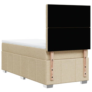 Κρεβάτι Boxspring με Στρώμα Κρεμ 100 x 200 εκ. Υφασμάτινο - Pakobazaar