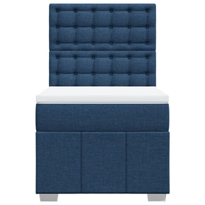 Κρεβάτι Boxspring με Στρώμα Μπλε 100 x 200 εκ. Υφασμάτινο