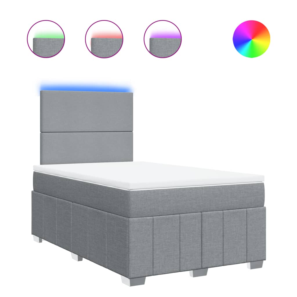 Κρεβάτι Boxspring με Στρώμα Ανοιχτό Γκρι 120x190 εκ. Υφασμάτινο - Pakobazaar