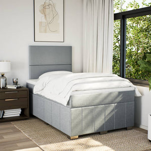 Κρεβάτι Boxspring με Στρώμα Ανοιχτό Γκρι 120x190 εκ. Υφασμάτινο - Pakobazaar
