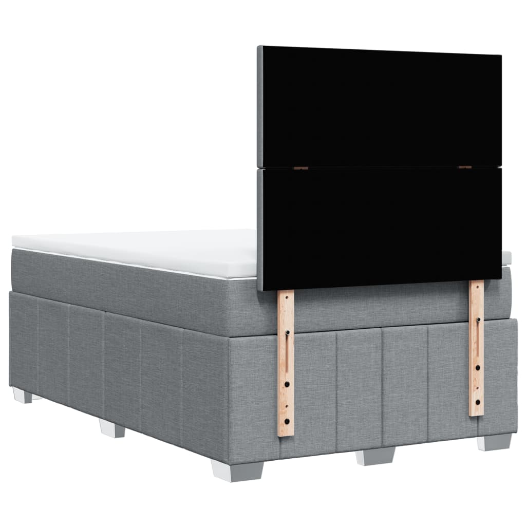 Κρεβάτι Boxspring με Στρώμα Ανοιχτό Γκρι 120x190 εκ. Υφασμάτινο - Pakobazaar