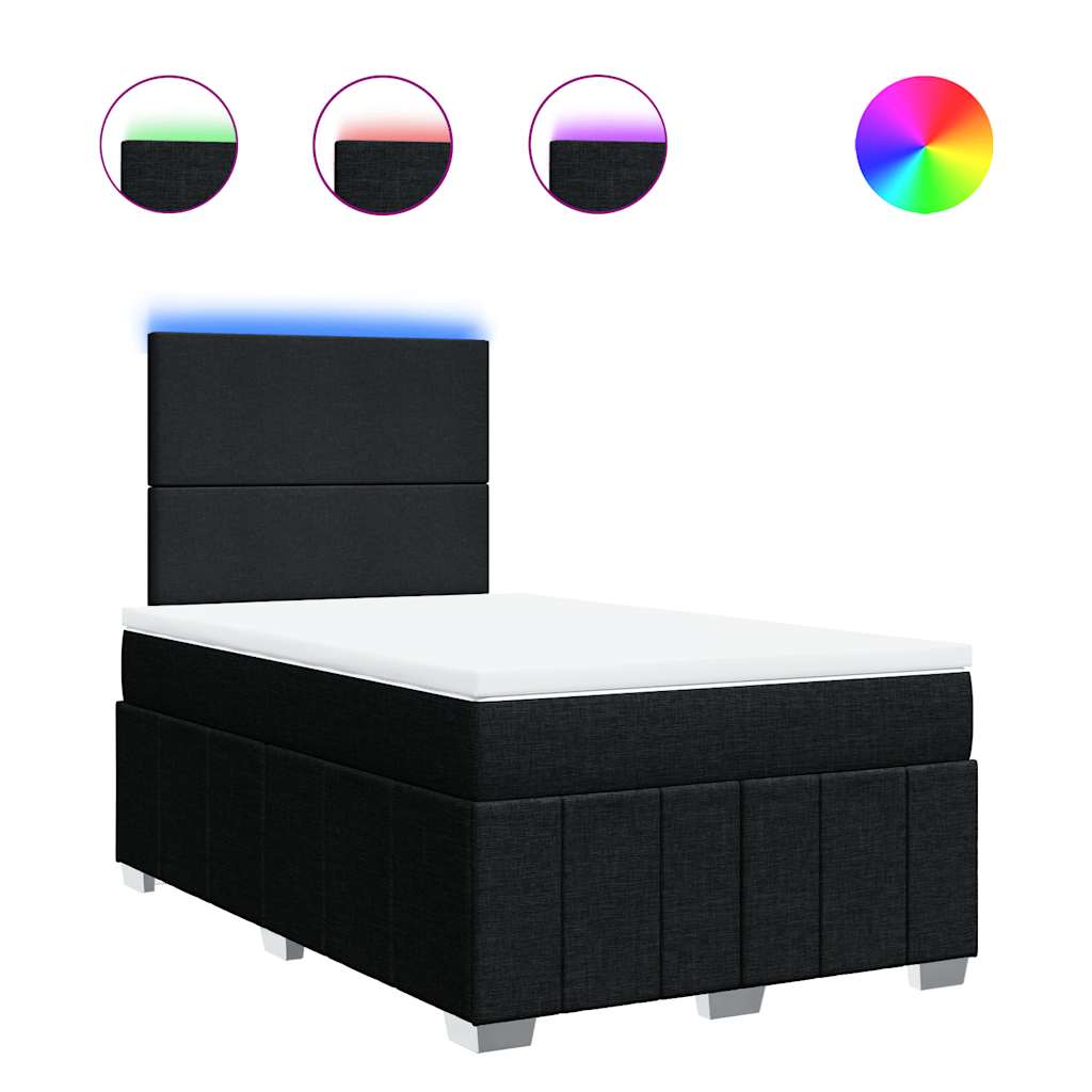 Κρεβάτι Boxspring με Στρώμα Μαύρο 120x190 εκ. Υφασμάτινο - Pakobazaar
