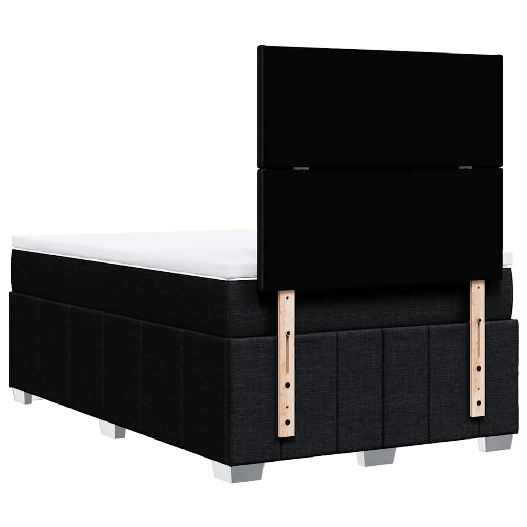 Κρεβάτι Boxspring με Στρώμα Μαύρο 120x190 εκ. Υφασμάτινο - Pakobazaar