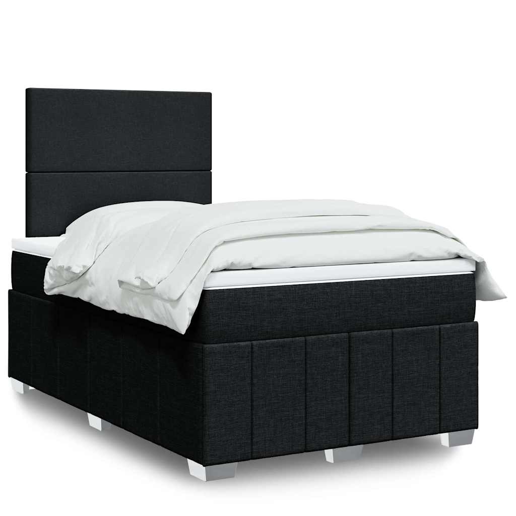 Κρεβάτι Boxspring με Στρώμα Μαύρο 120x190 εκ. Υφασμάτινο - Pakobazaar