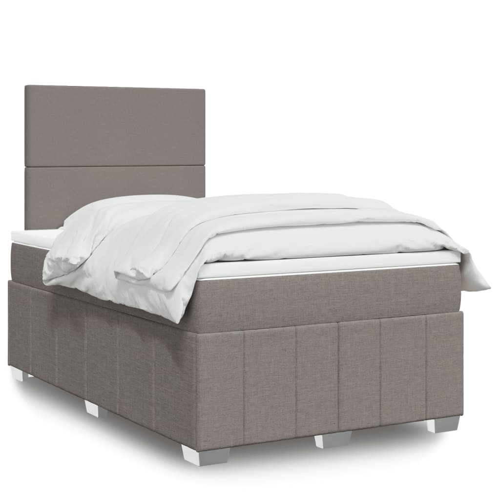 Κρεβάτι Boxspring με Στρώμα Taupe 120x190 εκ. Υφασμάτινο - Pakobazaar