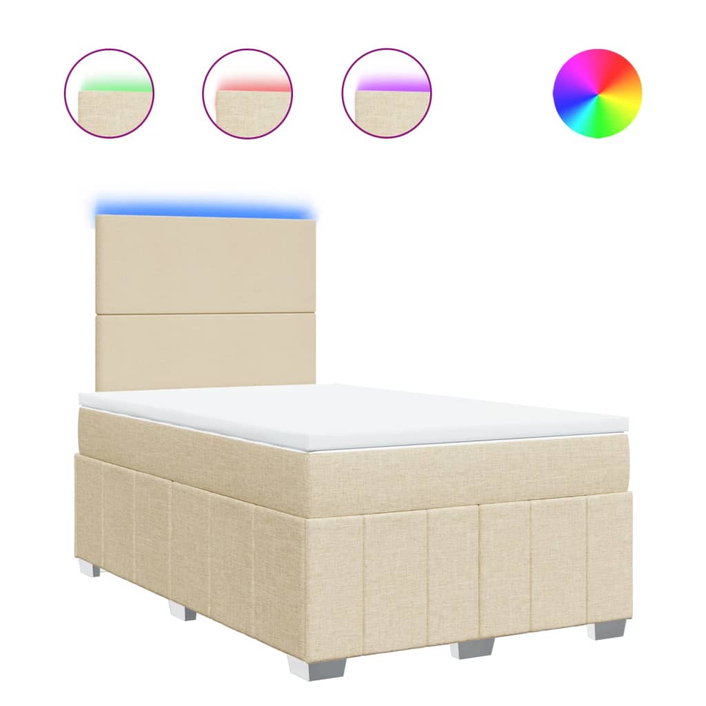 Κρεβάτι Boxspring με Στρώμα Κρεμ 120x190 εκ. Υφασμάτινο - Pakobazaar