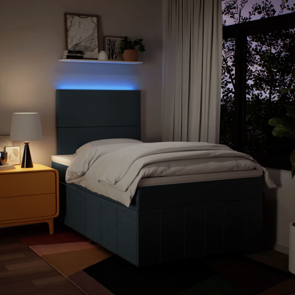 Κρεβάτι Boxspring με Στρώμα Μπλε 120x190 εκ. Υφασμάτινο