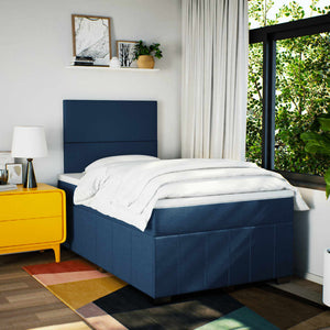 Κρεβάτι Boxspring με Στρώμα Μπλε 120x190 εκ. Υφασμάτινο - Pakobazaar