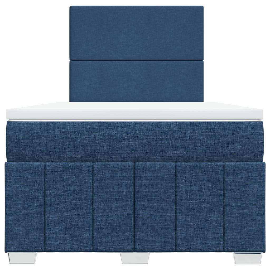 Κρεβάτι Boxspring με Στρώμα Μπλε 120x190 εκ. Υφασμάτινο