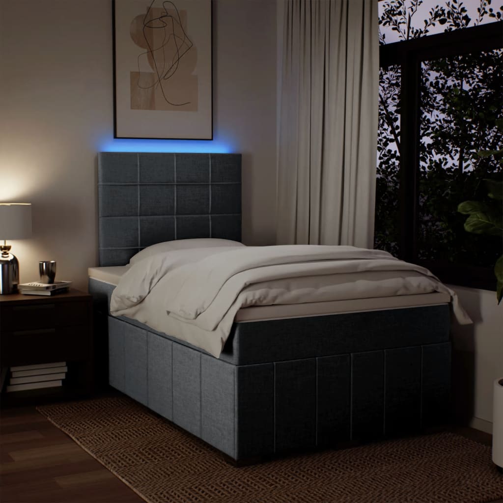 Κρεβάτι Boxspring με Στρώμα Ανοιχτό Γκρι 120x190 εκ. Υφασμάτινο - Pakobazaar