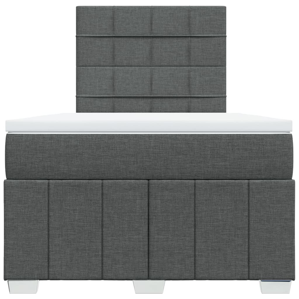 Κρεβάτι Boxspring με Στρώμα Σκούρο Γκρι 120x190 εκ Υφασμάτινο