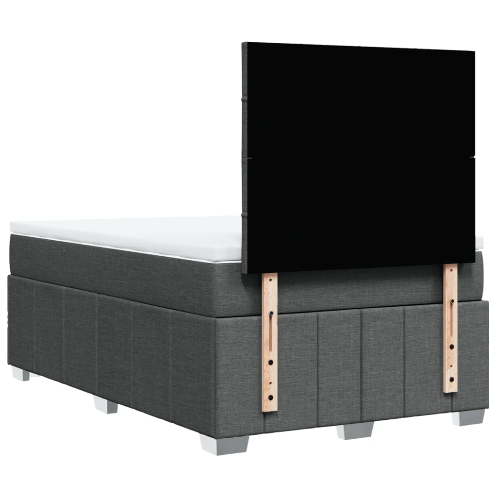 Κρεβάτι Boxspring με Στρώμα Σκούρο Γκρι 120x190 εκ Υφασμάτινο