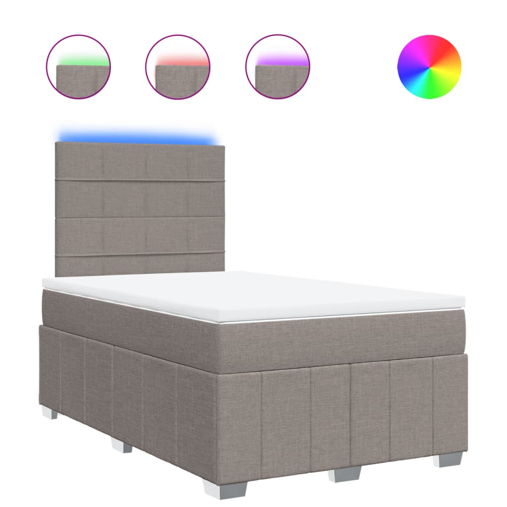 Κρεβάτι Boxspring με Στρώμα Taupe 120x190 εκ. Υφασμάτινο - Pakobazaar