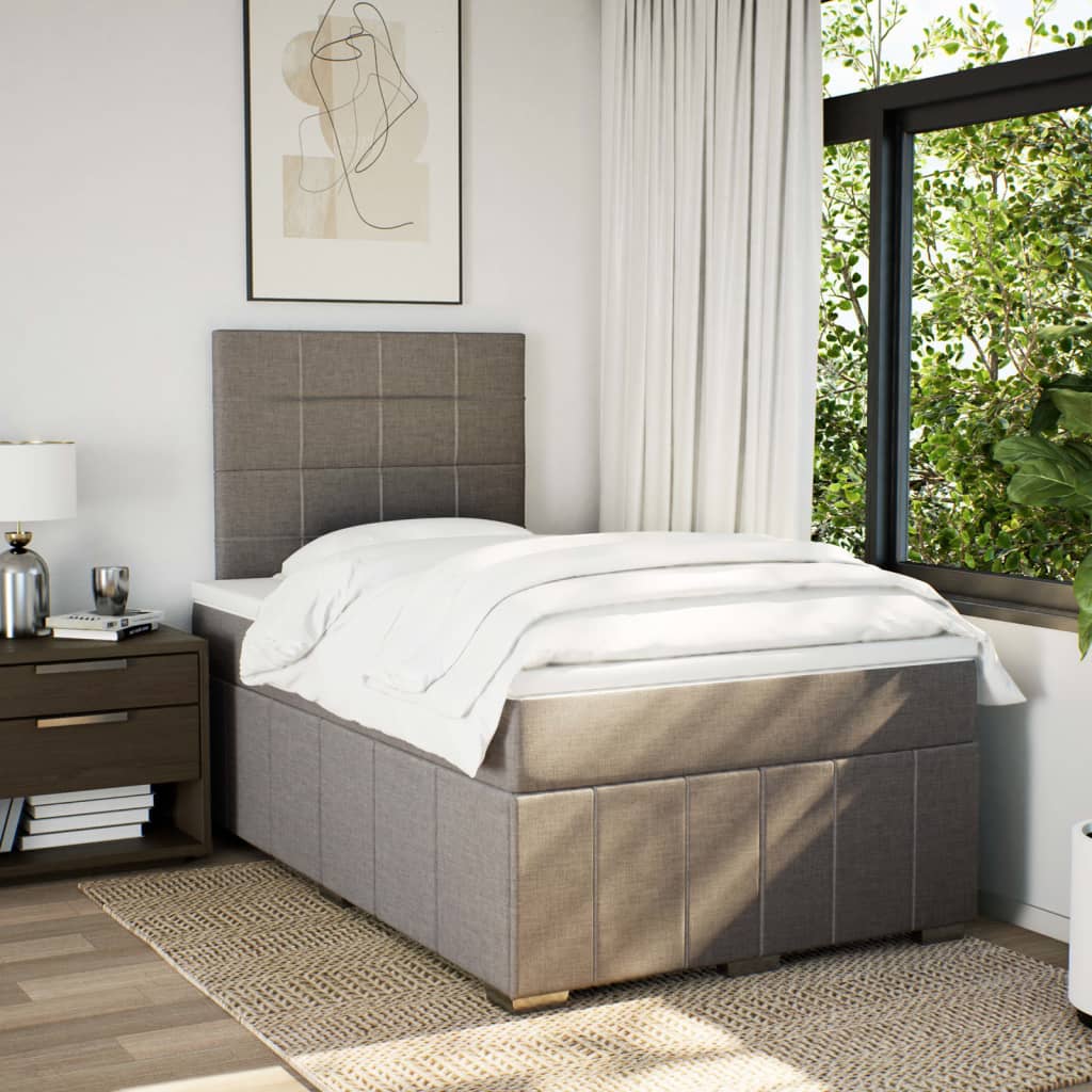 Κρεβάτι Boxspring με Στρώμα Taupe 120x190 εκ. Υφασμάτινο - Pakobazaar