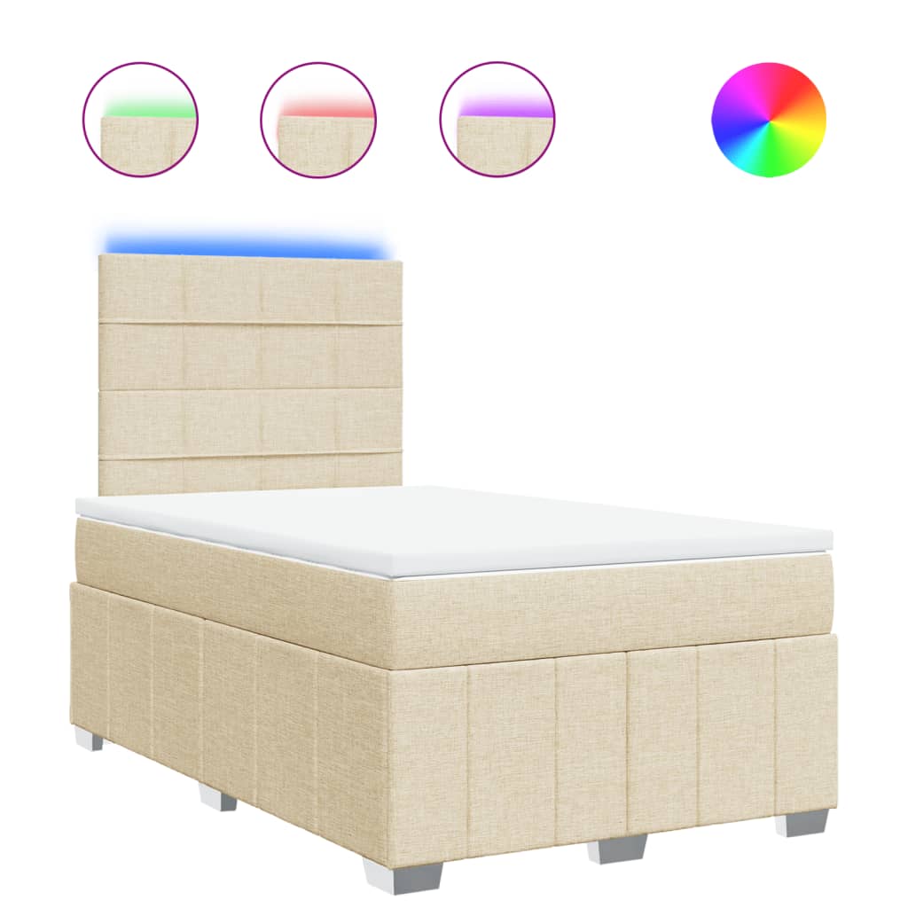 Κρεβάτι Boxspring με Στρώμα Κρεμ 120x190 εκ. Υφασμάτινο - Pakobazaar