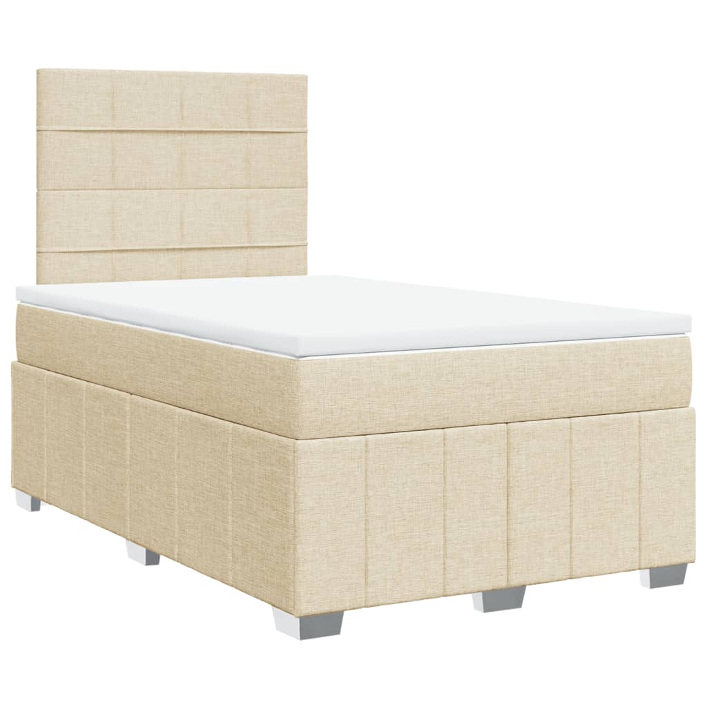 Κρεβάτι Boxspring με Στρώμα Κρεμ 120x190 εκ. Υφασμάτινο - Pakobazaar