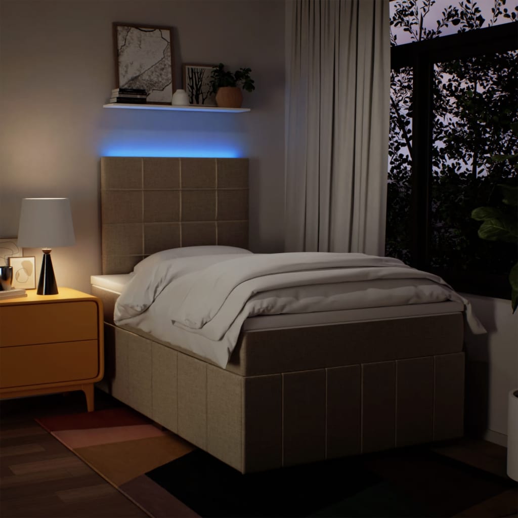 Κρεβάτι Boxspring με Στρώμα Κρεμ 120x190 εκ. Υφασμάτινο - Pakobazaar