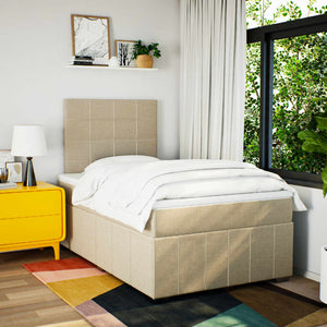 Κρεβάτι Boxspring με Στρώμα Κρεμ 120x190 εκ. Υφασμάτινο - Pakobazaar
