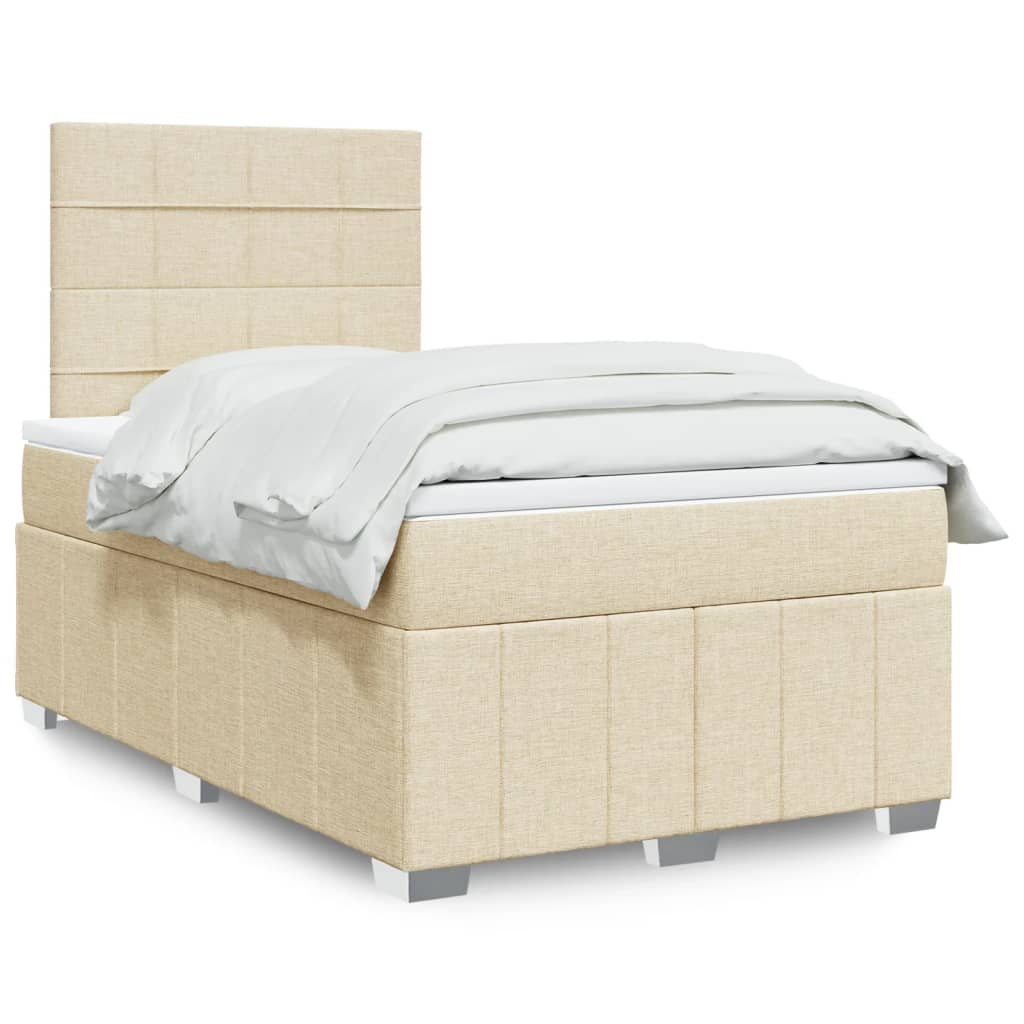 Κρεβάτι Boxspring με Στρώμα Κρεμ 120x190 εκ. Υφασμάτινο - Pakobazaar