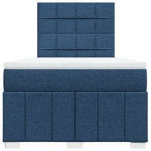 Κρεβάτι Boxspring με Στρώμα Μπλε 120x190 εκ. Υφασμάτινο - Pakobazaar