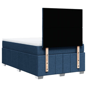 Κρεβάτι Boxspring με Στρώμα Μπλε 120x190 εκ. Υφασμάτινο - Pakobazaar