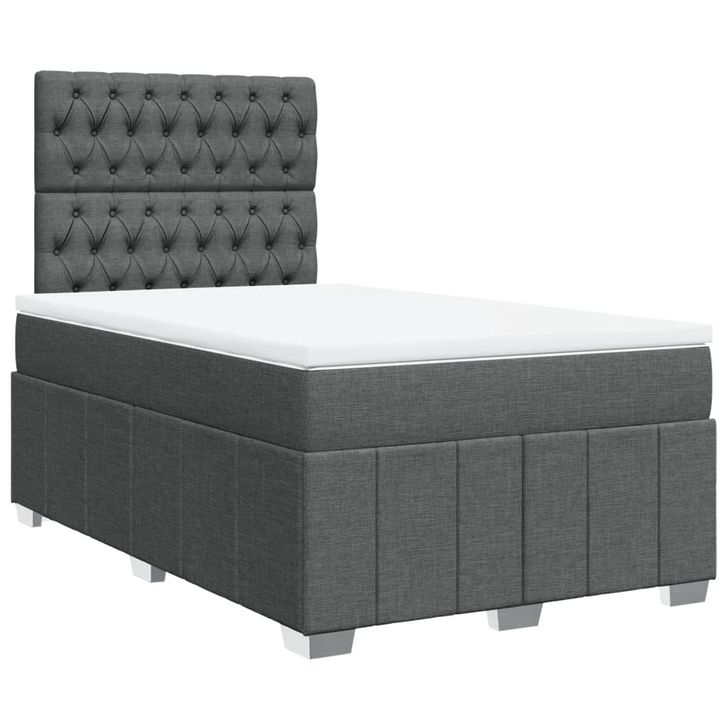 Κρεβάτι Boxspring με Στρώμα Σκούρο Γκρι 120x190 εκ Υφασμάτινο