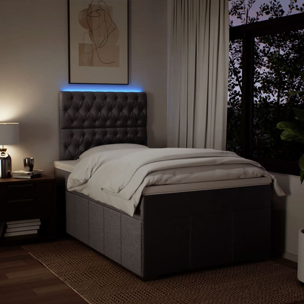 Κρεβάτι Boxspring με Στρώμα Σκούρο Γκρι 120x190 εκ Υφασμάτινο