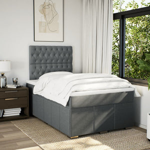 Κρεβάτι Boxspring με Στρώμα Σκούρο Γκρι 120x190 εκ Υφασμάτινο - Pakobazaar