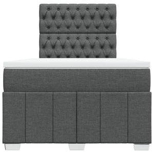 Κρεβάτι Boxspring με Στρώμα Σκούρο Γκρι 120x190 εκ Υφασμάτινο - Pakobazaar