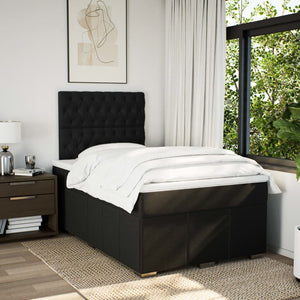 Κρεβάτι Boxspring με Στρώμα Μαύρο 120x190 εκ. Υφασμάτινο - Pakobazaar