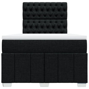 Κρεβάτι Boxspring με Στρώμα Μαύρο 120x190 εκ. Υφασμάτινο - Pakobazaar