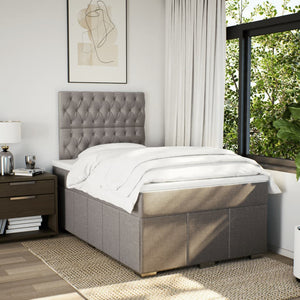 Κρεβάτι Boxspring με Στρώμα Taupe 120x190 εκ. Υφασμάτινο - Pakobazaar