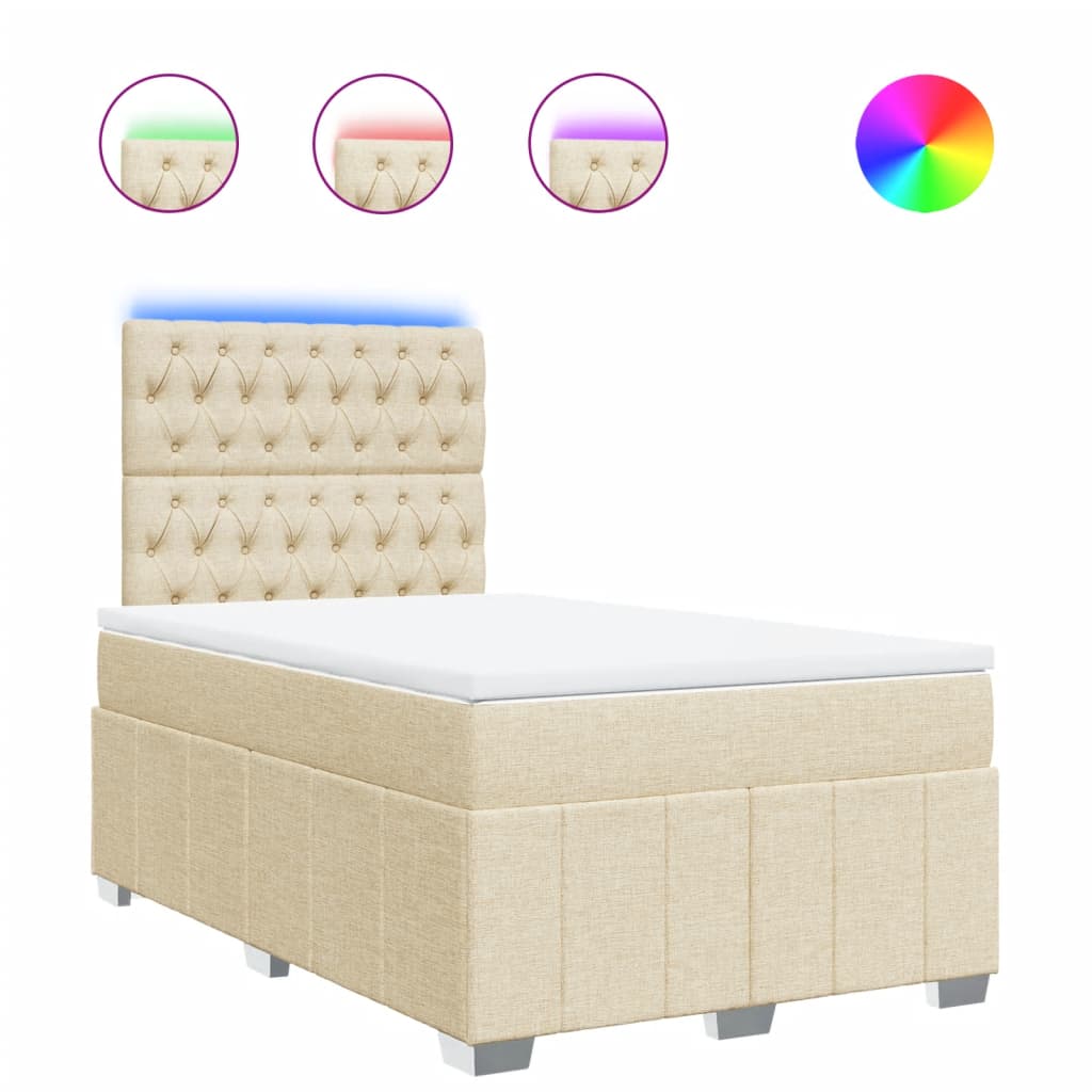 Κρεβάτι Boxspring με Στρώμα Κρεμ 120x190 εκ. Υφασμάτινο