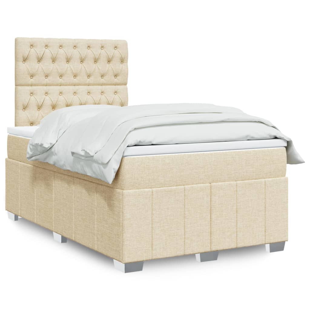Κρεβάτι Boxspring με Στρώμα Κρεμ 120x190 εκ. Υφασμάτινο