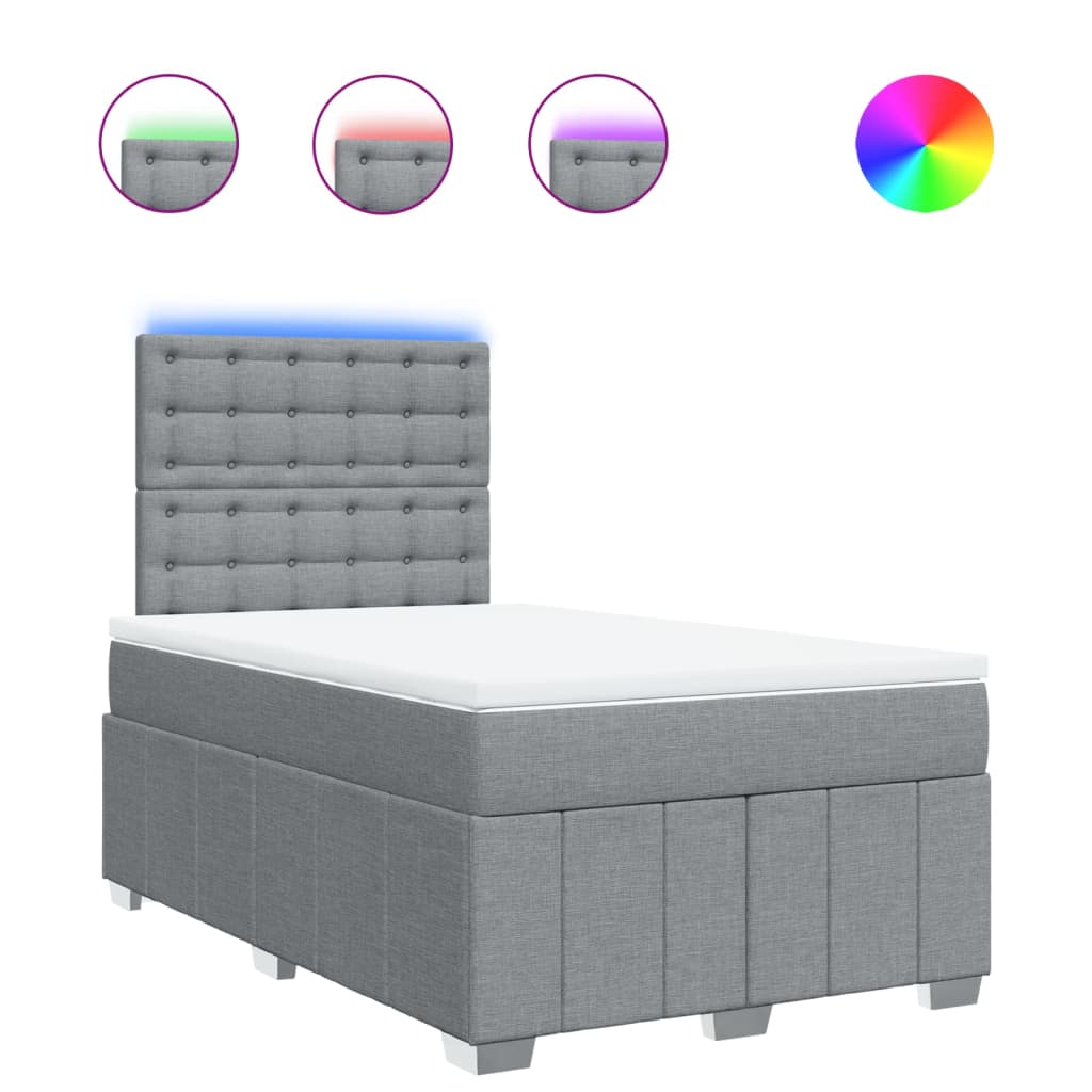 Κρεβάτι Boxspring με Στρώμα Ανοιχτό Γκρι 120x190 εκ. Υφασμάτινο - Pakobazaar