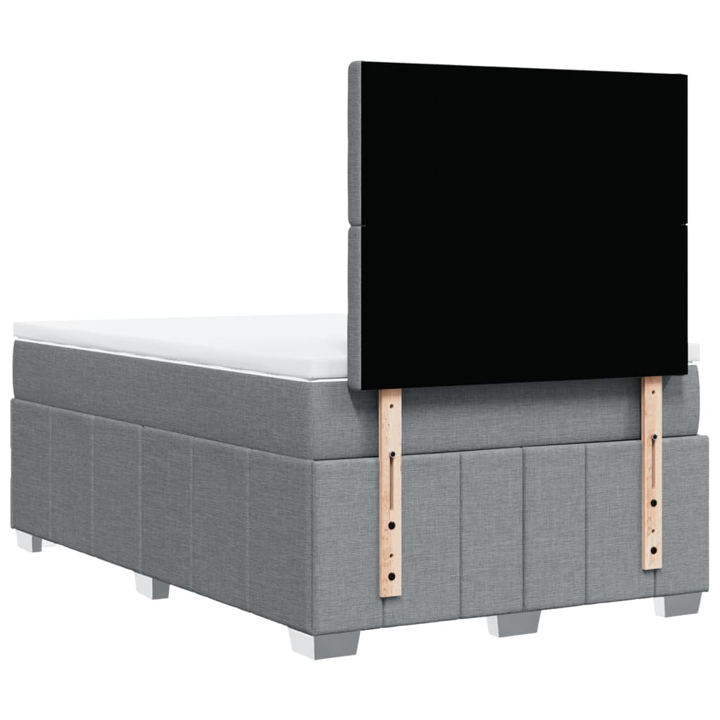 Κρεβάτι Boxspring με Στρώμα Ανοιχτό Γκρι 120x190 εκ. Υφασμάτινο - Pakobazaar