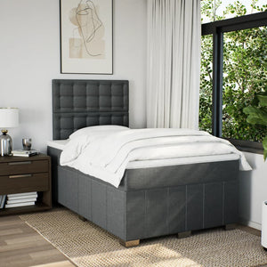 Κρεβάτι Boxspring με Στρώμα Σκούρο Γκρι 120x190 εκ Υφασμάτινο - Pakobazaar