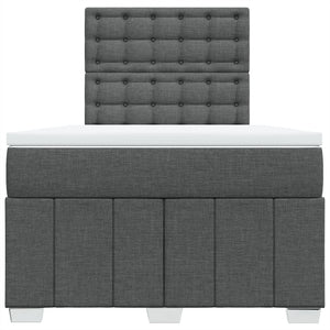 Κρεβάτι Boxspring με Στρώμα Σκούρο Γκρι 120x190 εκ Υφασμάτινο - Pakobazaar