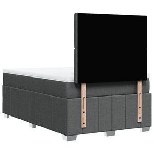 Κρεβάτι Boxspring με Στρώμα Σκούρο Γκρι 120x190 εκ Υφασμάτινο - Pakobazaar