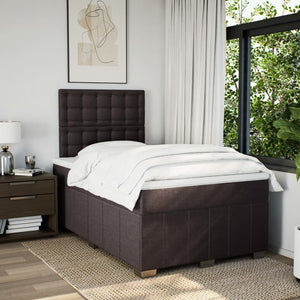 Κρεβάτι Boxspring με Στρώμα Σκούρο Καφέ 120x190 εκ Υφασμάτινο - Pakobazaar