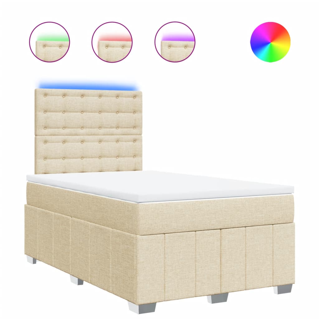 Κρεβάτι Boxspring με Στρώμα Κρεμ 120x190 εκ. Υφασμάτινο