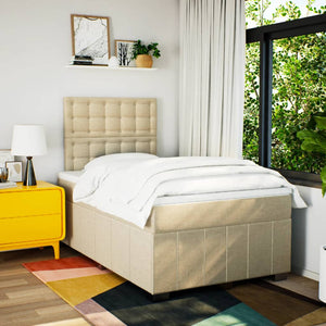 Κρεβάτι Boxspring με Στρώμα Κρεμ 120x190 εκ. Υφασμάτινο - Pakobazaar